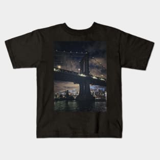 Two Bridges by Night, NYC Kids T-Shirt